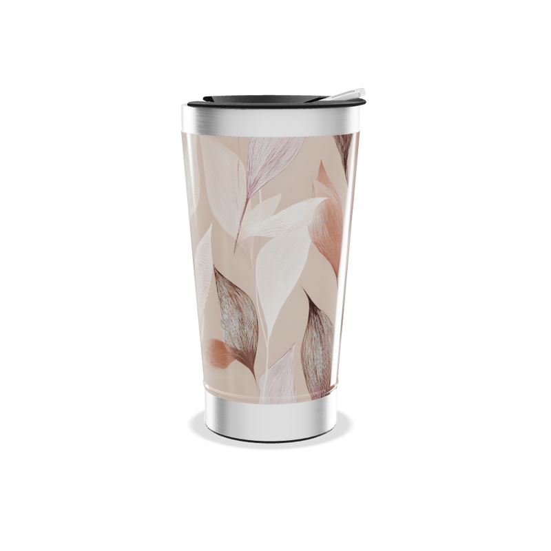 Copo Térmico - Folhas Bege Aço Inox