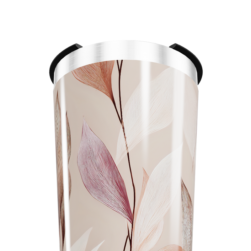 Copo Térmico - Folhas Bege Aço Inox