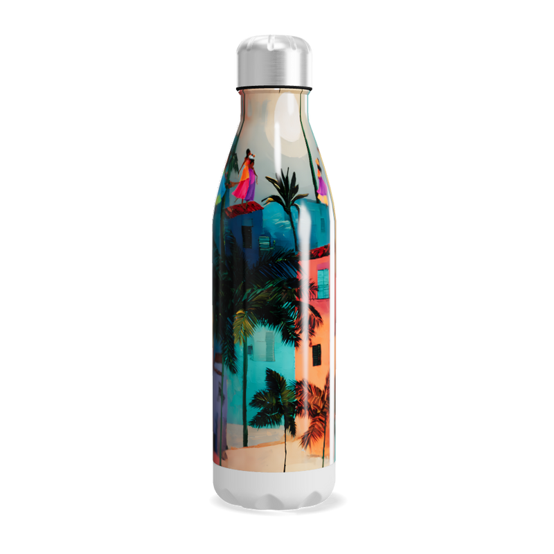 Garrafa Inox - Estampa Casas Coloridas