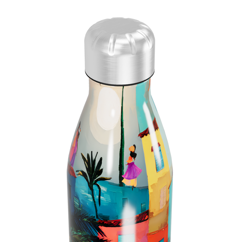 Garrafa Inox - Estampa Casas Coloridas