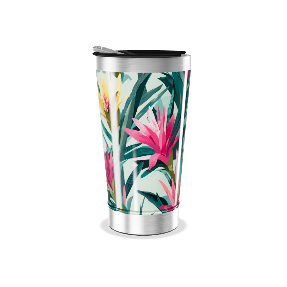 Copo Térmico - Floral Tropical Inox