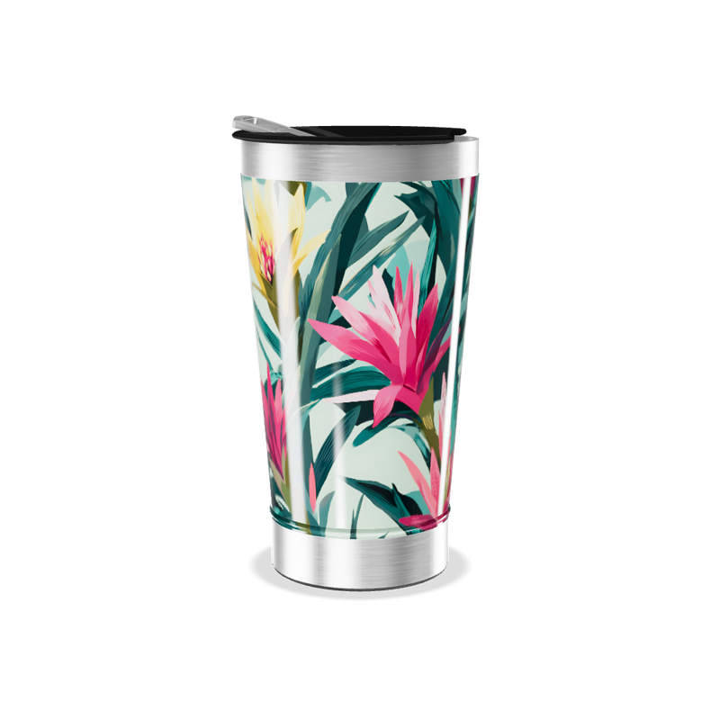 Copo Térmico - Floral Tropical Inox