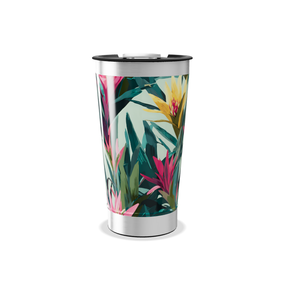 Copo Térmico - Floral Tropical Inox