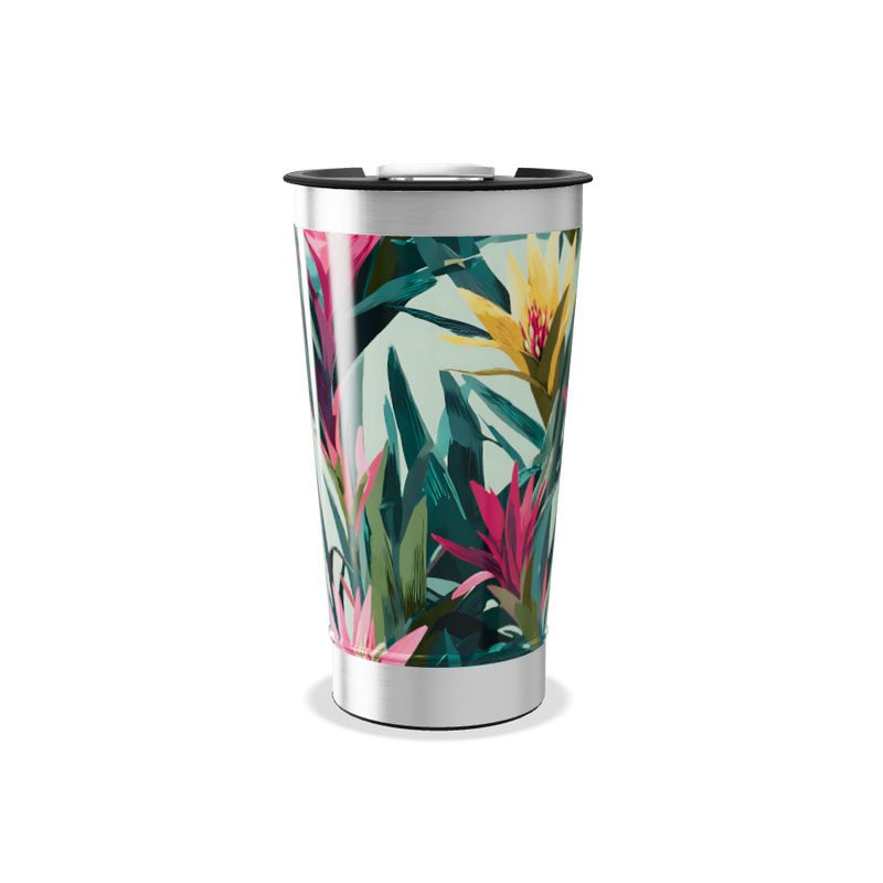 Copo Térmico - Floral Tropical Inox