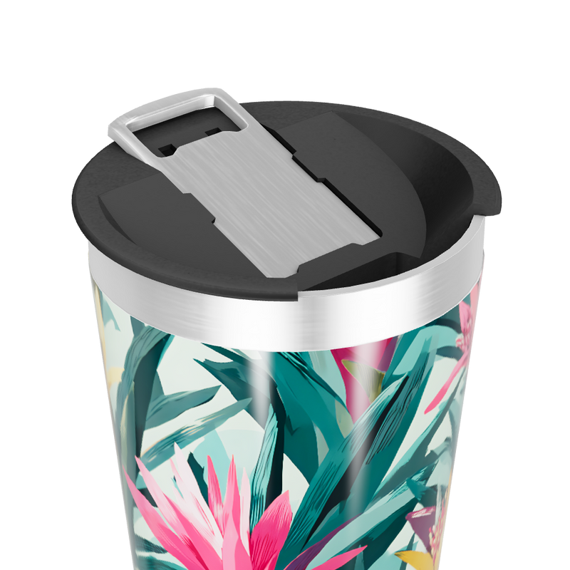 Copo Térmico - Floral Tropical Inox