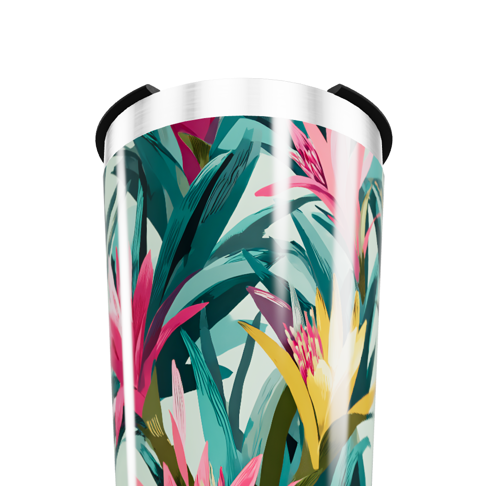 Copo Térmico - Floral Tropical Inox