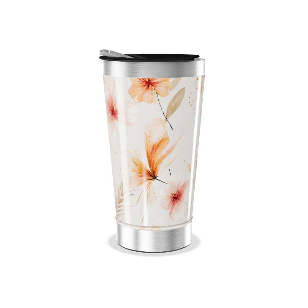 Copo Térmico - Floral Bege Inox