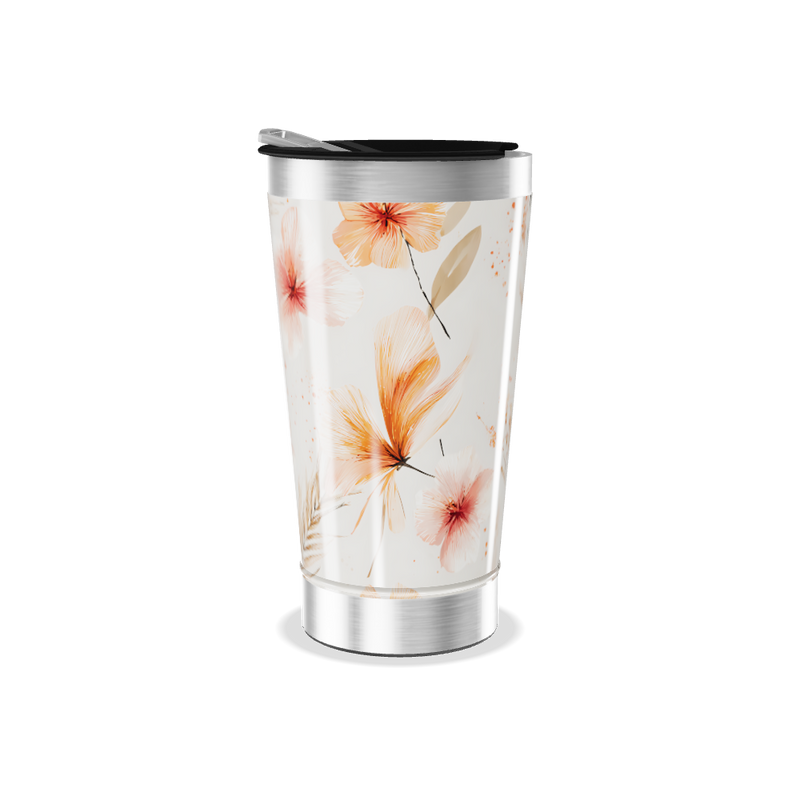 Copo Térmico - Floral Bege Inox