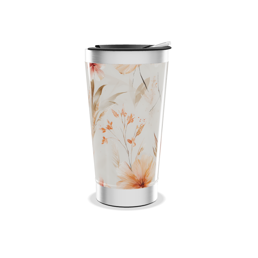Copo Térmico - Floral Bege Inox