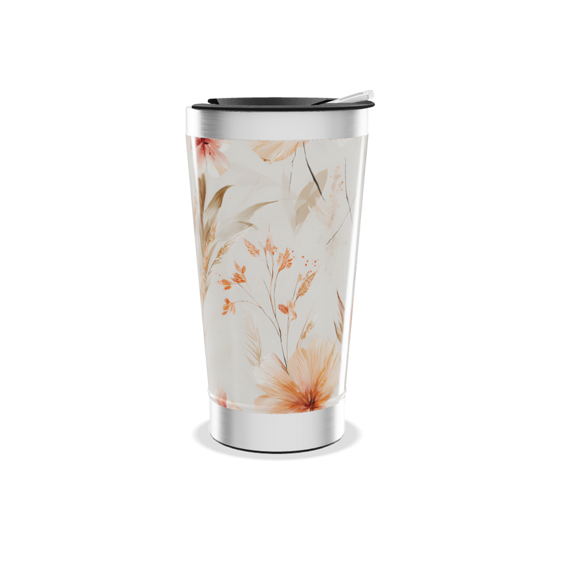 Copo Térmico - Floral Bege Inox