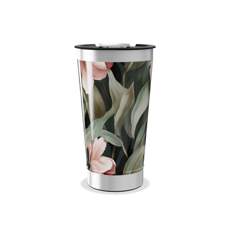 Copo Térmico - Floral com Tampa