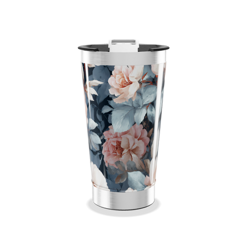 Copo Térmico - Floral Azul e Rosa