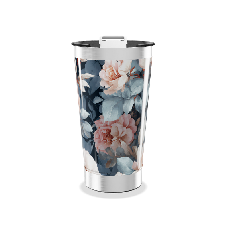 Copo Térmico - Floral Azul e Rosa