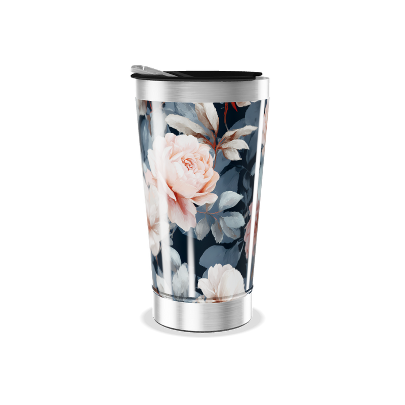 Copo Térmico - Floral Azul e Rosa