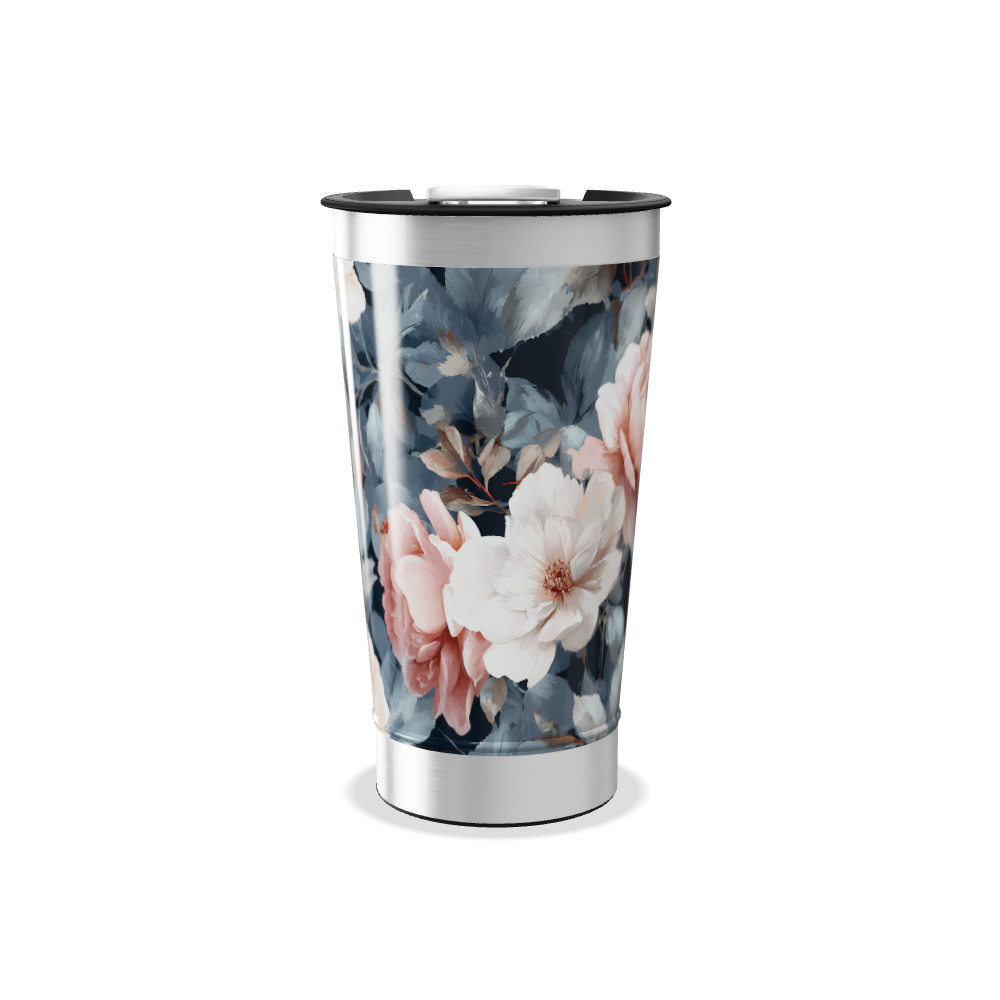 Copo Térmico - Floral Azul e Rosa