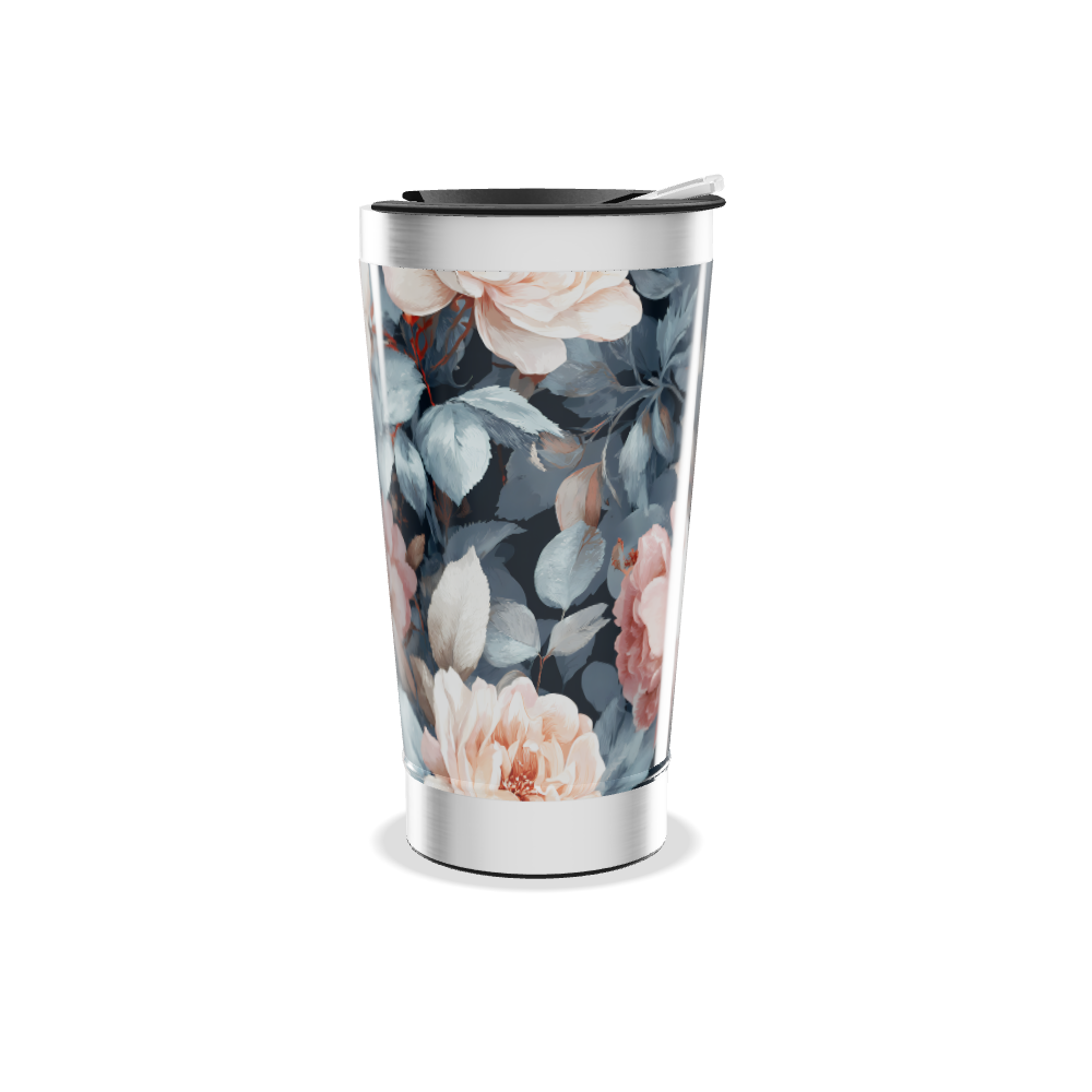 Copo Térmico - Floral Azul e Rosa