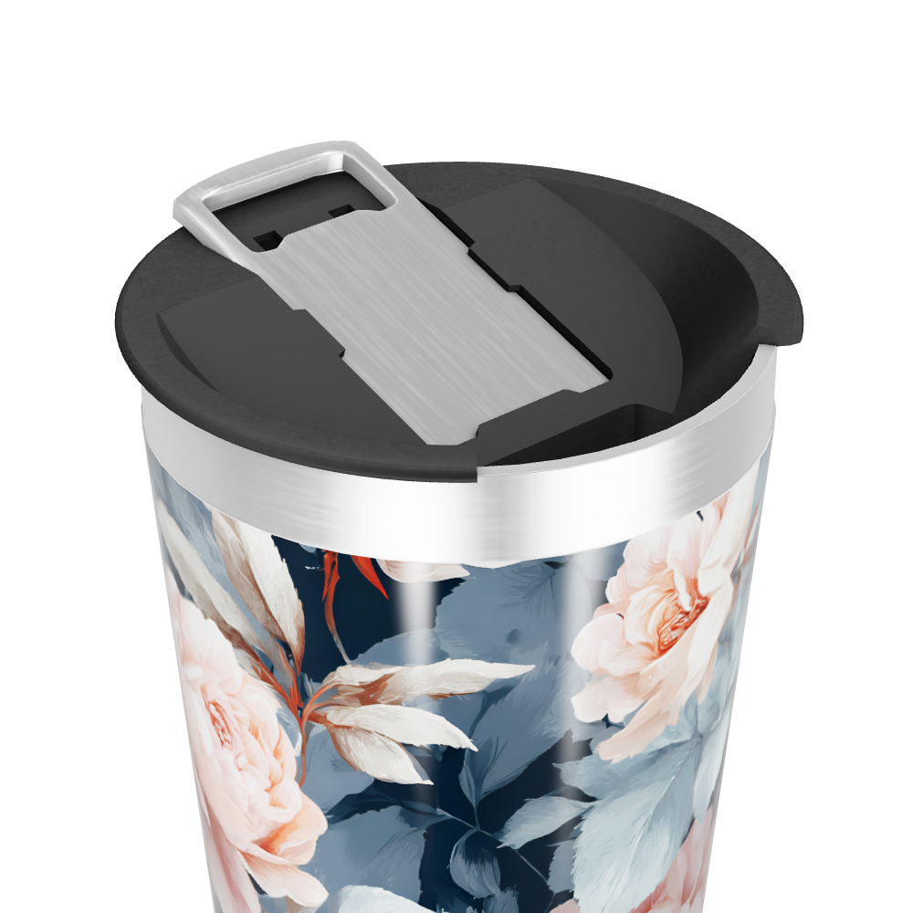 Copo Térmico - Floral Azul e Rosa