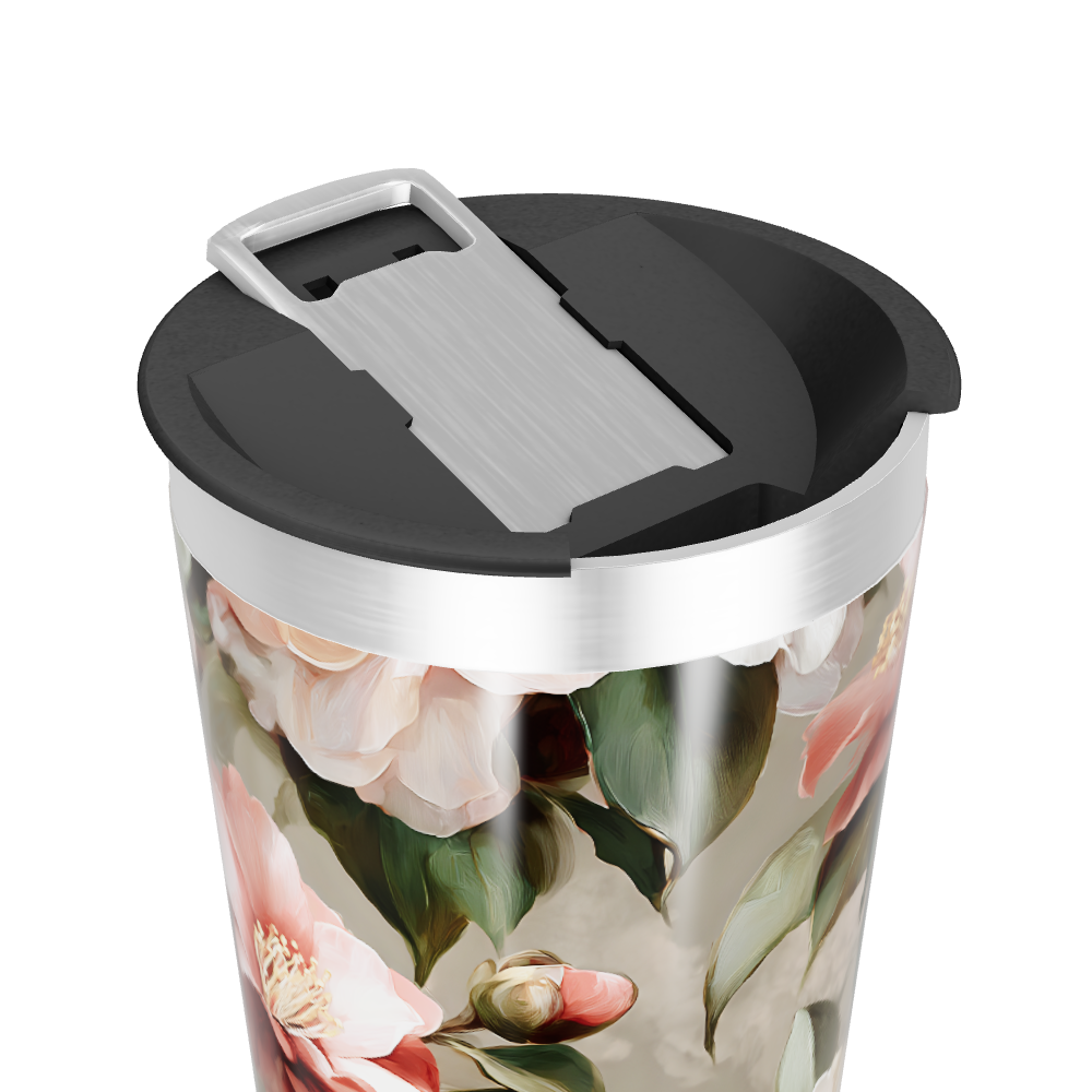 Copo Térmico - Floral com Tampa