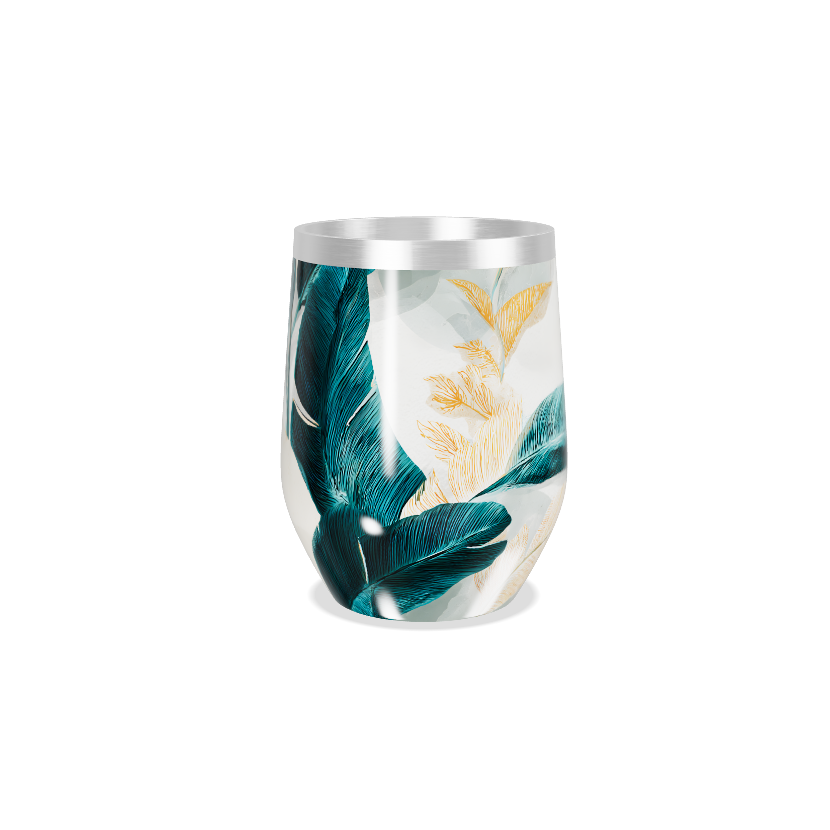 Copo Térmico Slim - Folhas Tropicais Inox