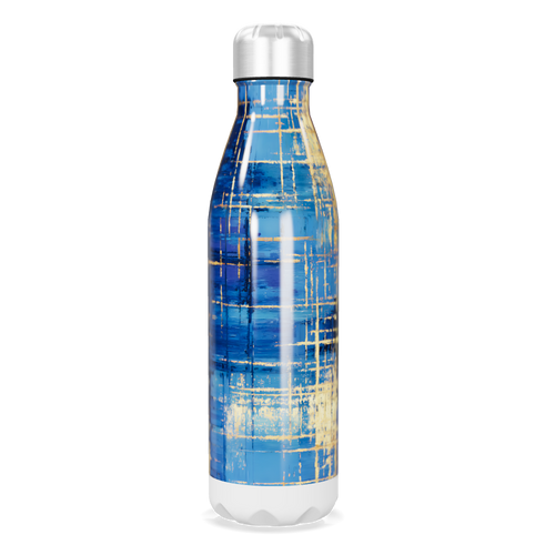 Garrafa Inox - Azul com Estampa Abstrata