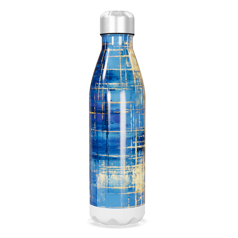 Garrafa Inox - Azul com Estampa Abstrata