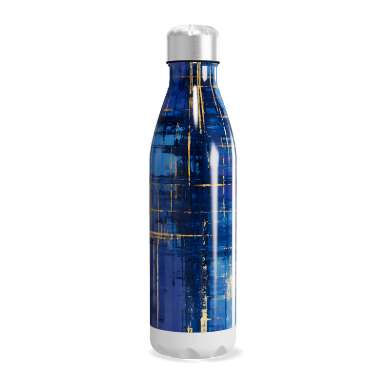 Garrafa Inox - Azul com Estampa Abstrata
