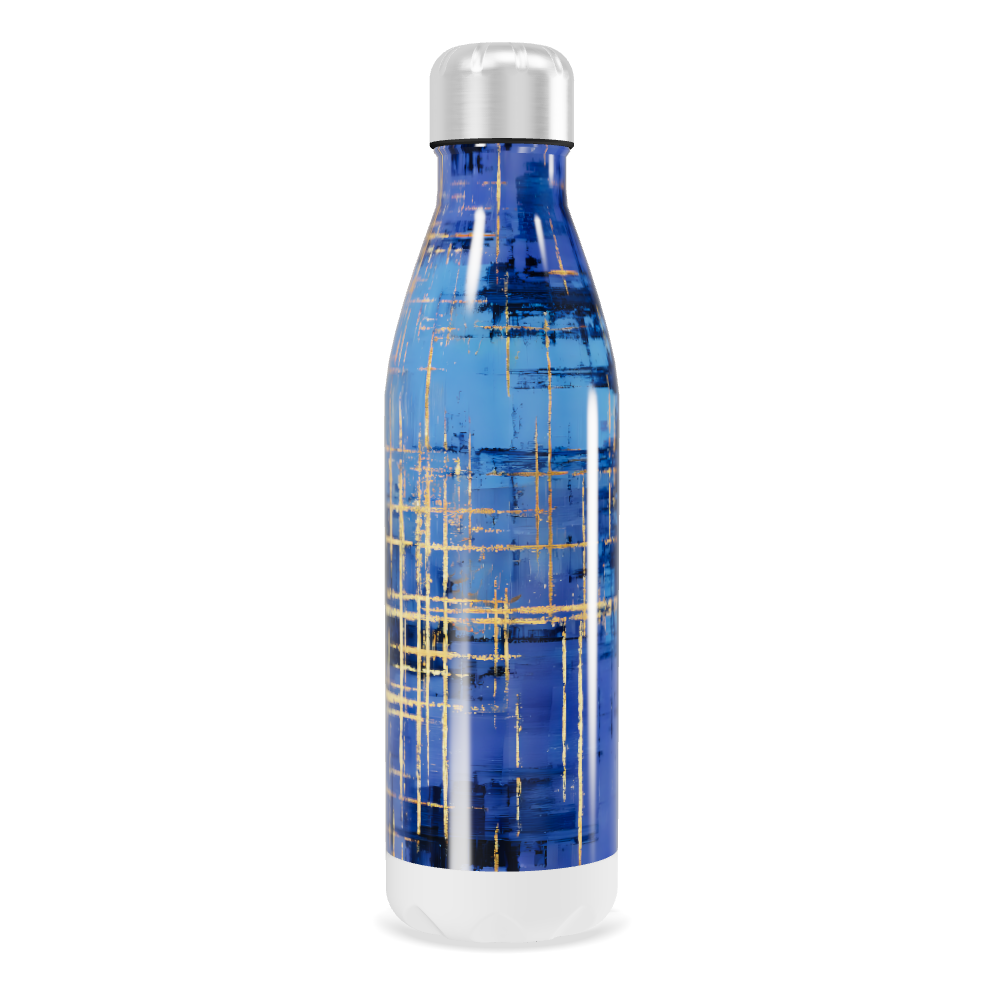Garrafa Inox - Azul com Estampa Abstrata