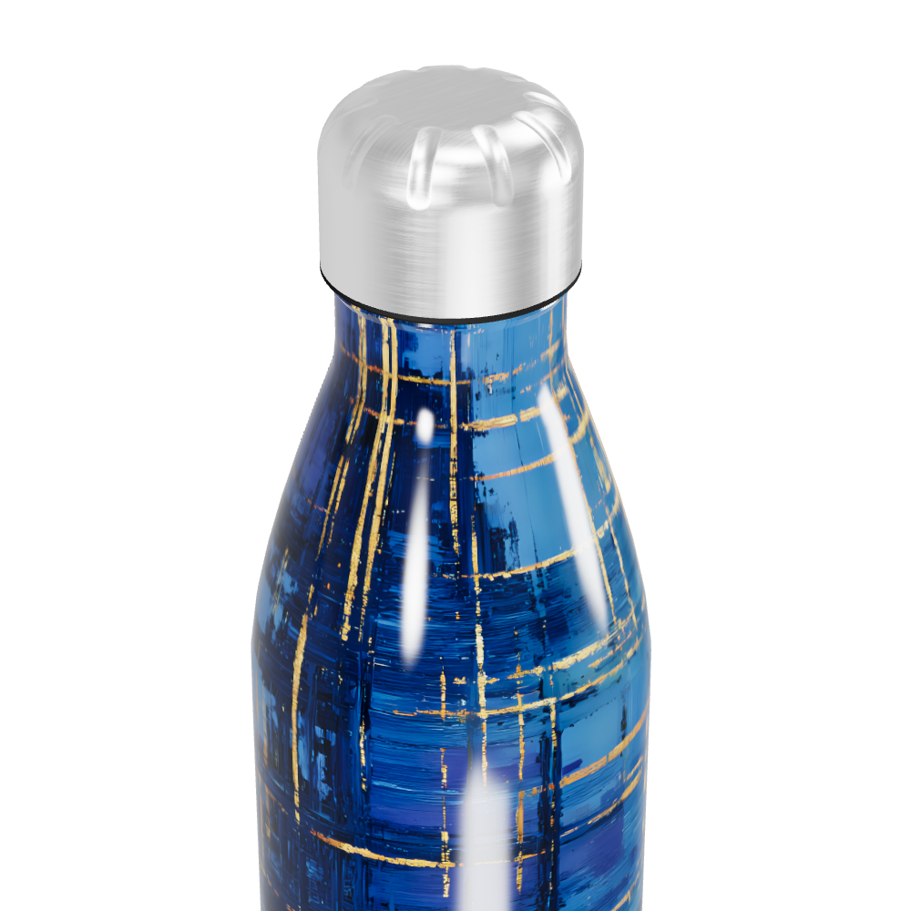 Garrafa Inox - Azul com Estampa Abstrata