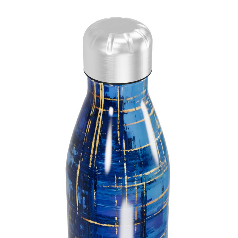 Garrafa Inox - Azul com Estampa Abstrata