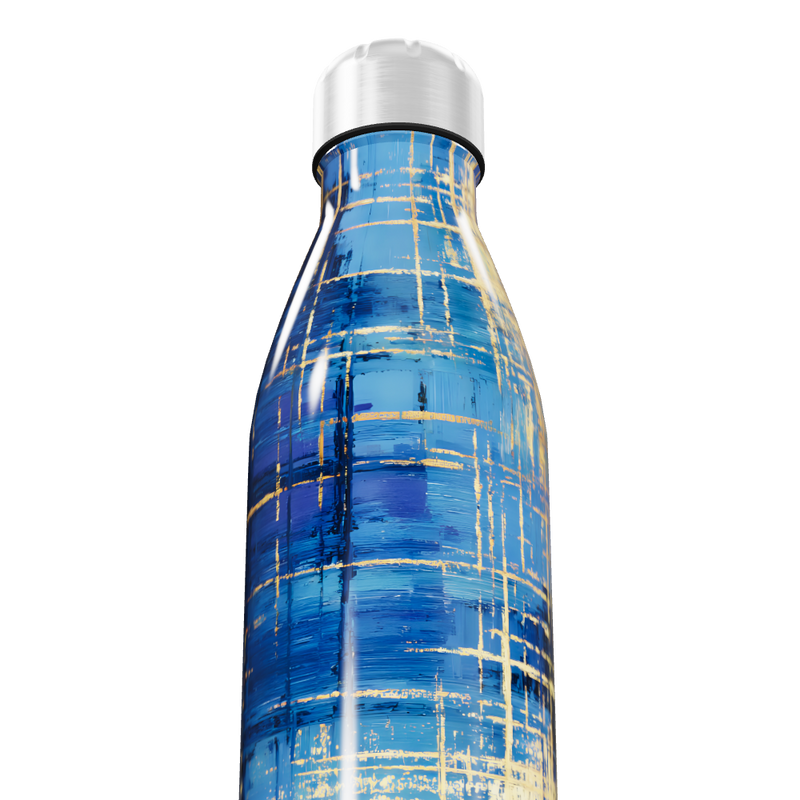 Garrafa Inox - Azul com Estampa Abstrata