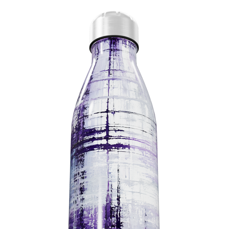Garrafa Inox - Roxa com Estampa Abstrata