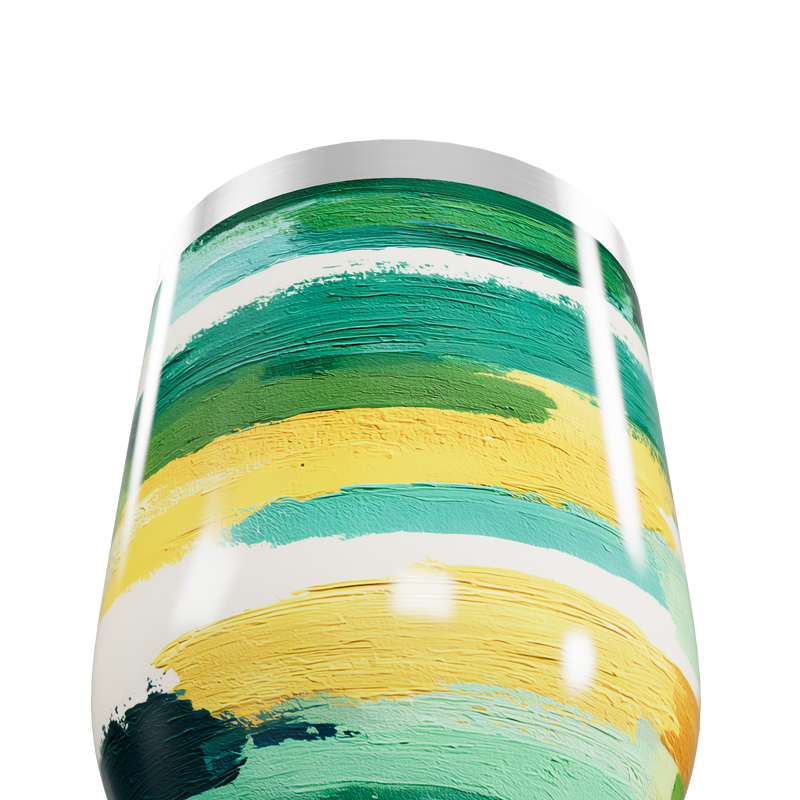 Copo Térmico Slim - Listras Verde Amarelo