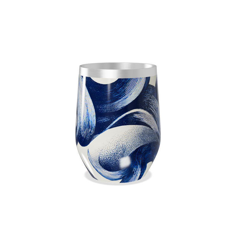 Copo Térmico Slim - Azul com Estampa Abstrata