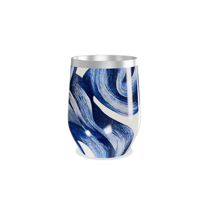 Copo Térmico Slim - Azul com Estampa Abstrata