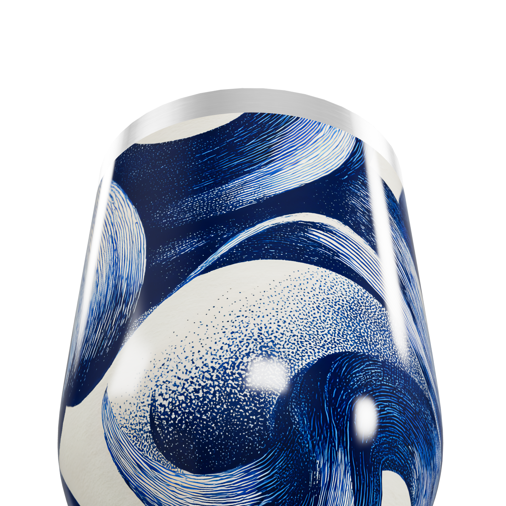 Copo Térmico Slim - Azul com Estampa Abstrata