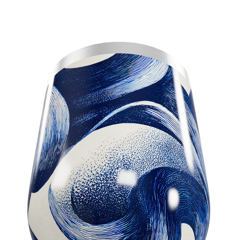 Copo Térmico Slim - Azul com Estampa Abstrata