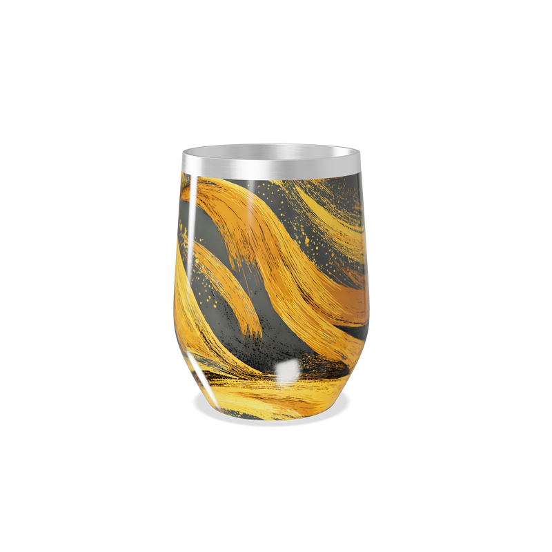 Copo Térmico Slim - Preto e Dourado Abstrato