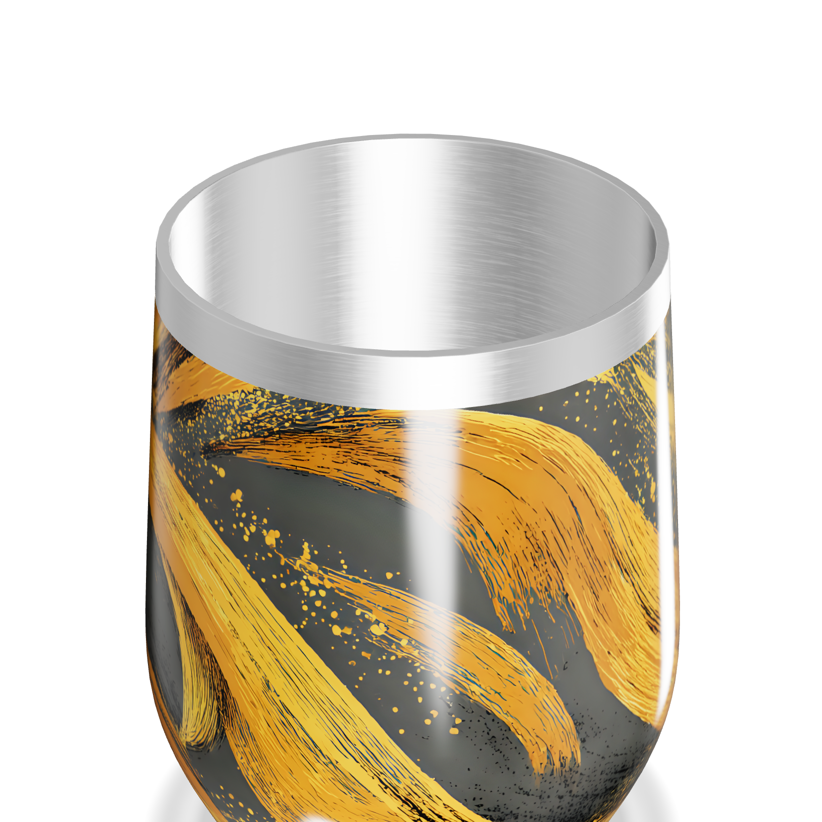 Copo Térmico Slim - Preto e Dourado Abstrato