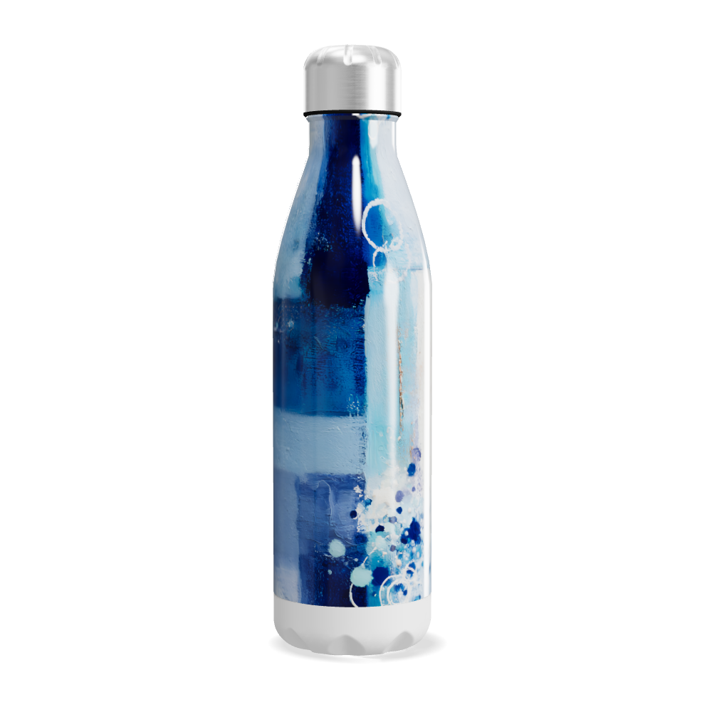 Garrafa Inox - Pintura Azul Branca