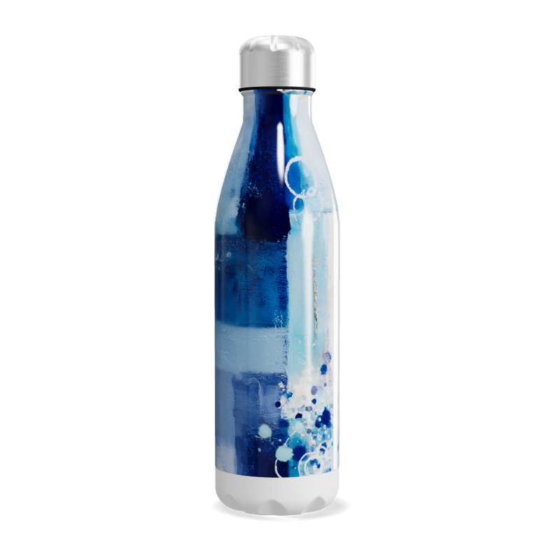 Garrafa Inox - Pintura Azul Branca
