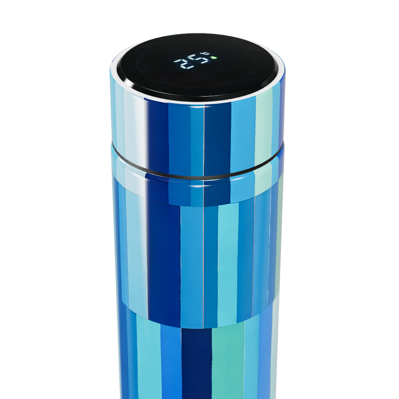 Garrafa Térmica Touch - Listras Azuis e Verdes