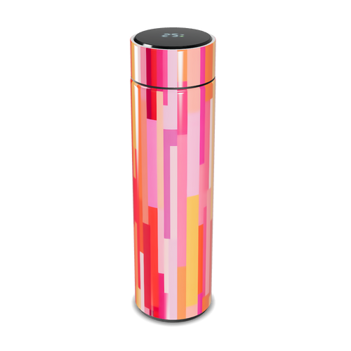 Garrafa Térmica Touch Estampada Rosa Listras