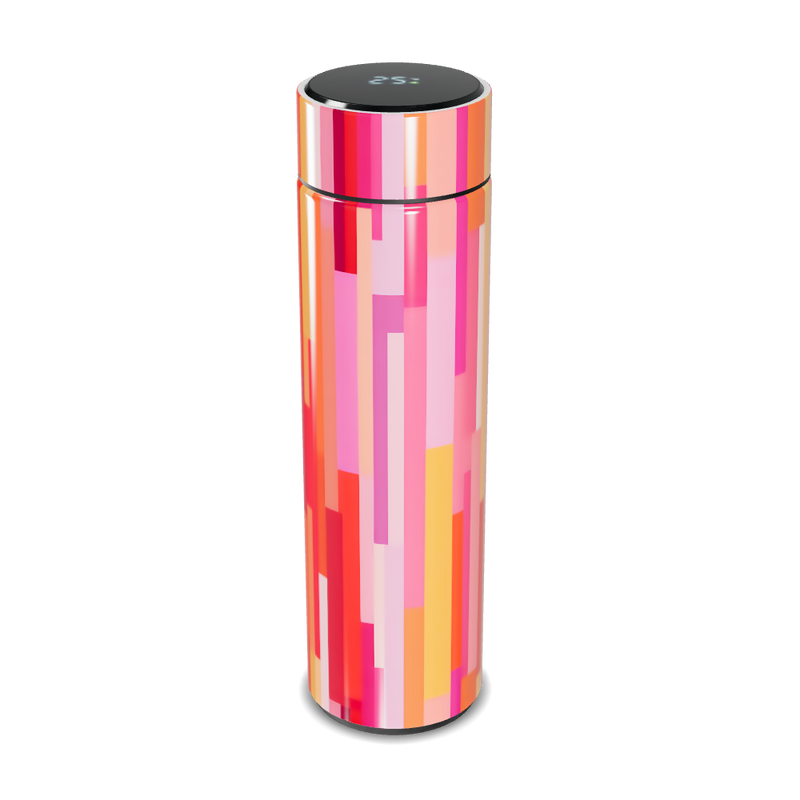 Garrafa Térmica Touch Estampada Rosa Listras