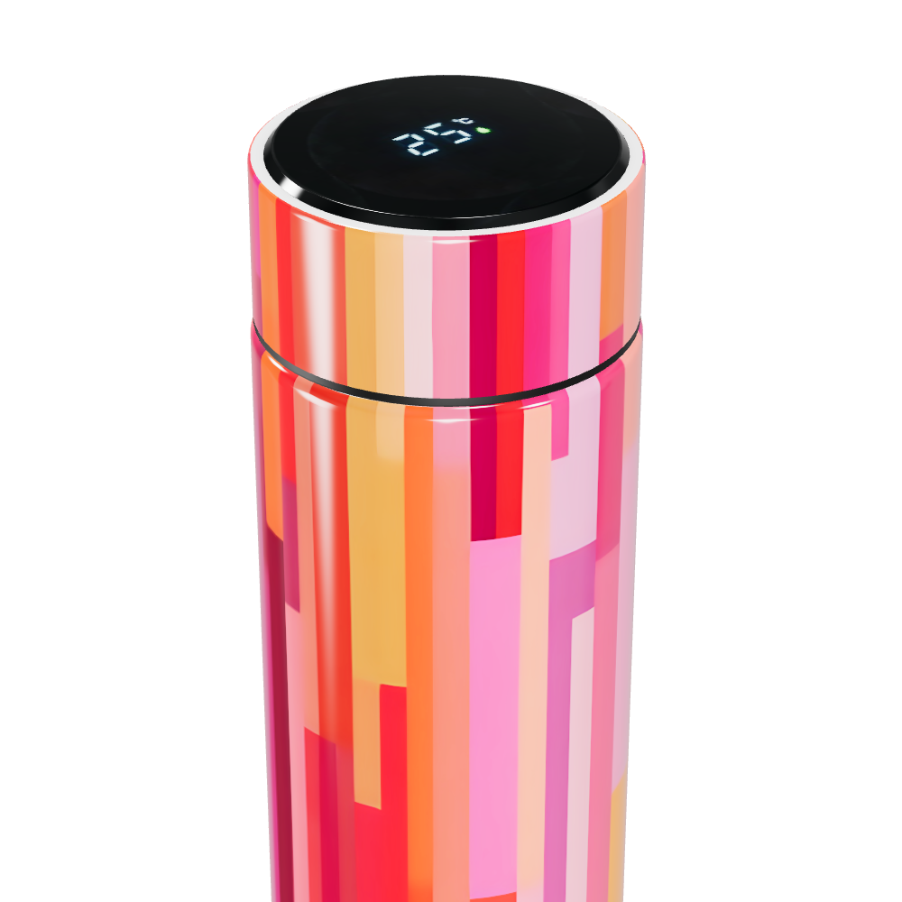 Garrafa Térmica Touch Estampada Rosa Listras