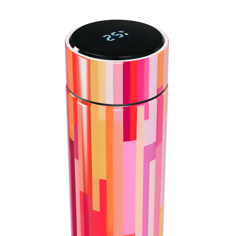 Garrafa Térmica Touch Estampada Rosa Listras