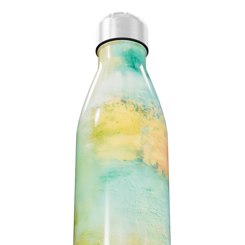 Garrafa Inox - Estampa Pastel Verde Amarelo