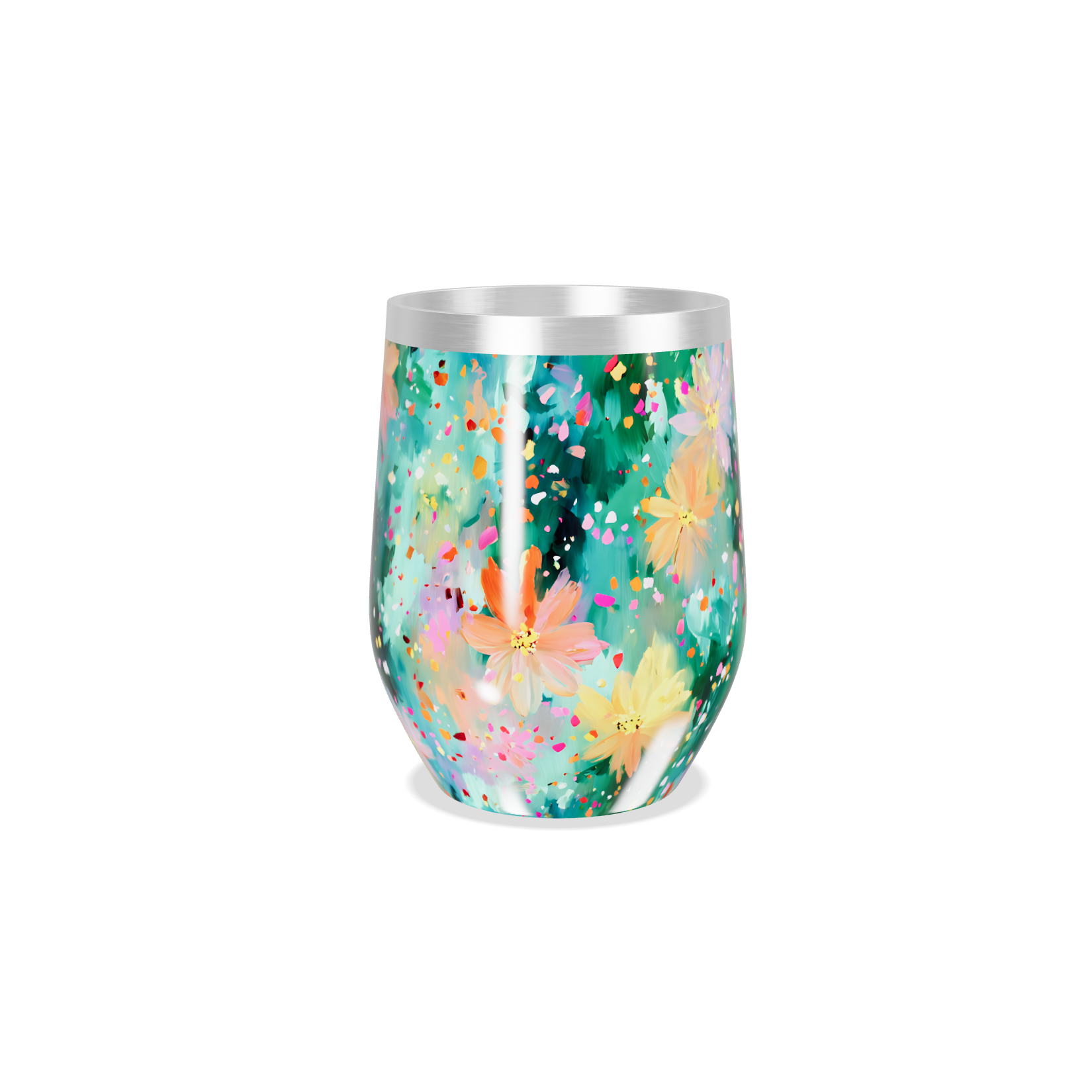 Copo Térmico Slim - Floral Aquarela Inox