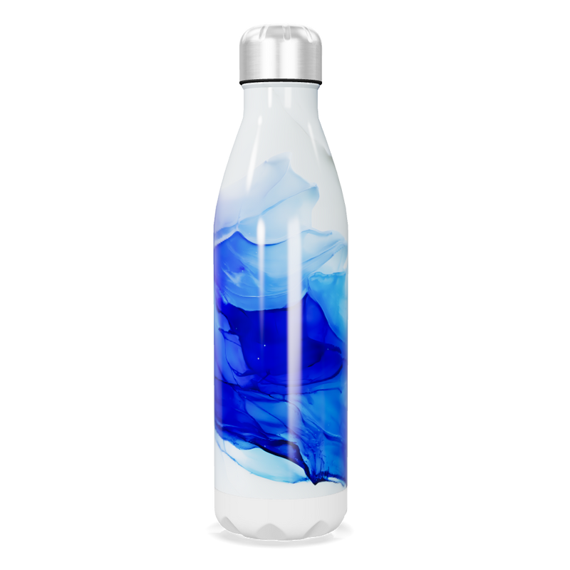 Garrafa Inox - Azul com Estampa Abstrata