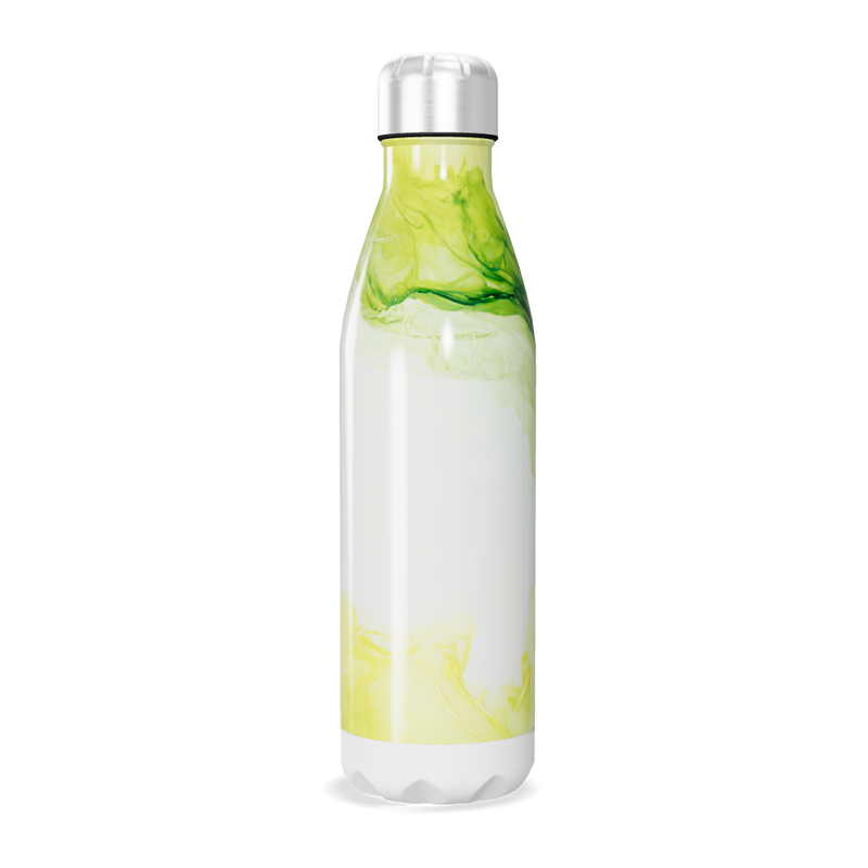 Garrafa Inox - Branco Amarelo Marmorizado