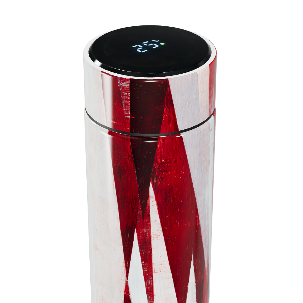 Garrafa Térmica Touch - Vermelha com Estampa Geométrica